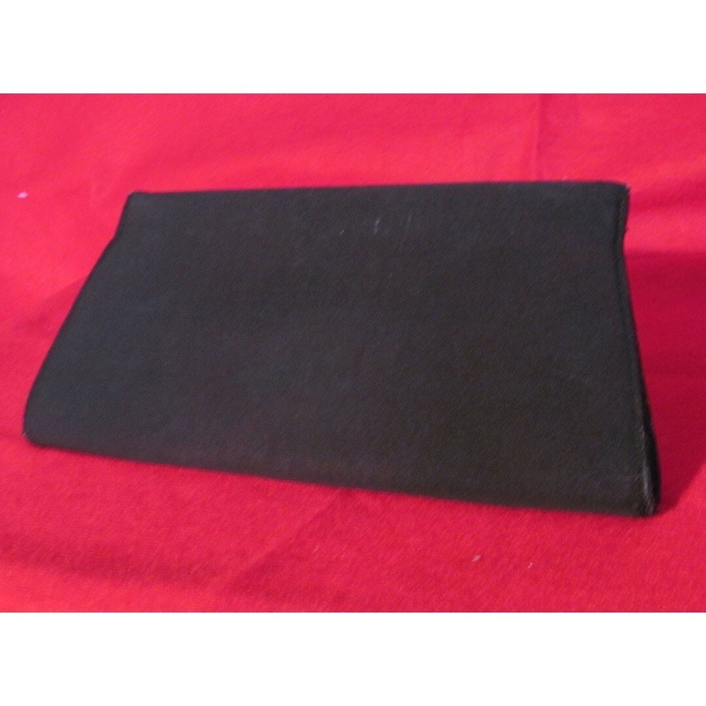 Vintage 40s Black Rayon Hinged Evening Clutch